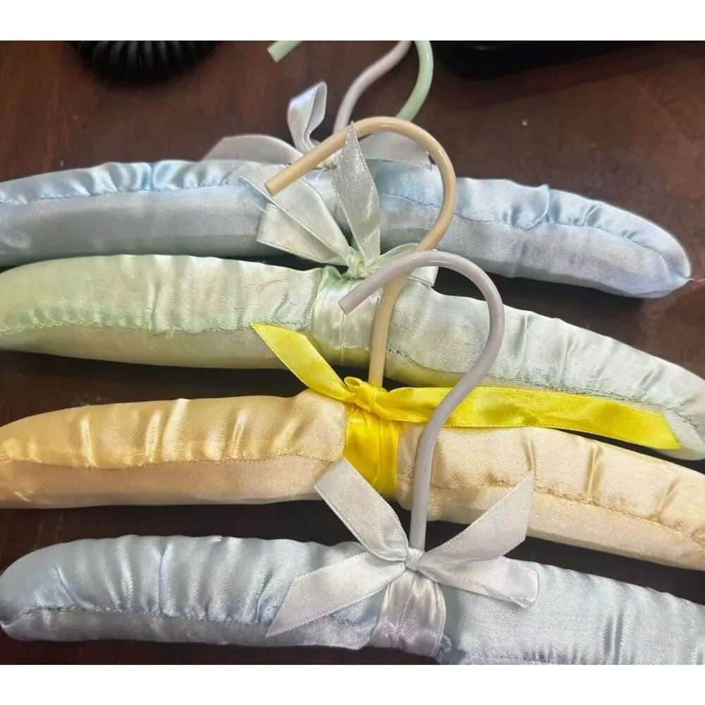 Lot VTG Satin Padded Baby Hangers Nursery Pastel 70s 80s Cottagecore-